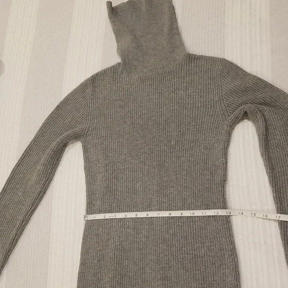 NWT Lulus Snuggled Up Light Grey Knit Turtleneck Midi Sweater Dress, XS - Picture 14 of 16